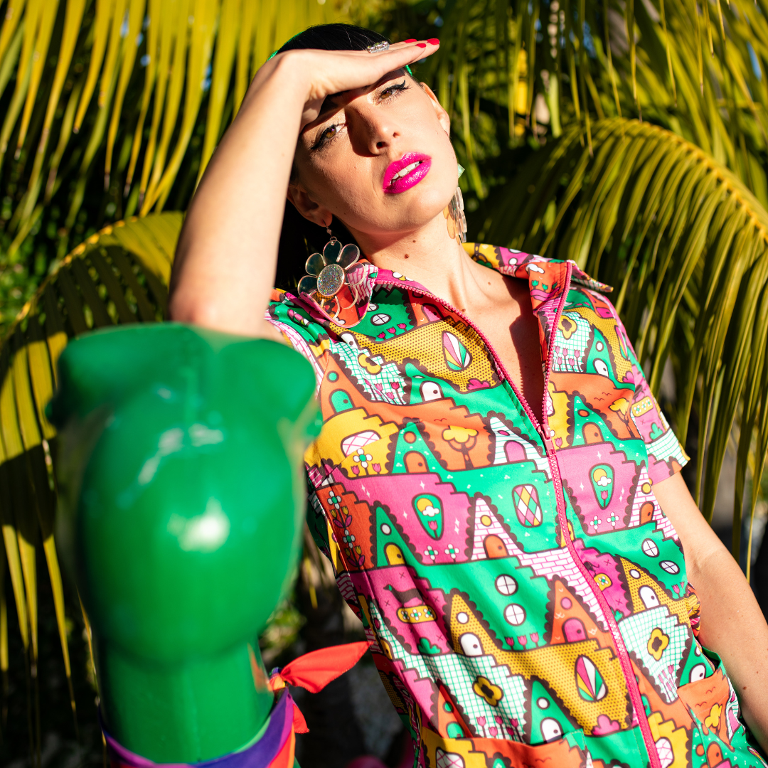 8-Bit A-Frames Jumpsuit in Bright Day
