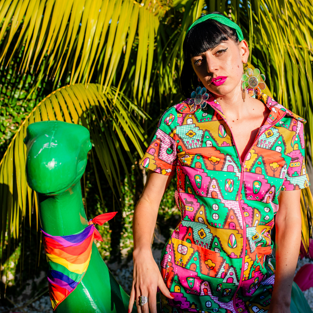 8-Bit A-Frames Jumpsuit in Bright Day