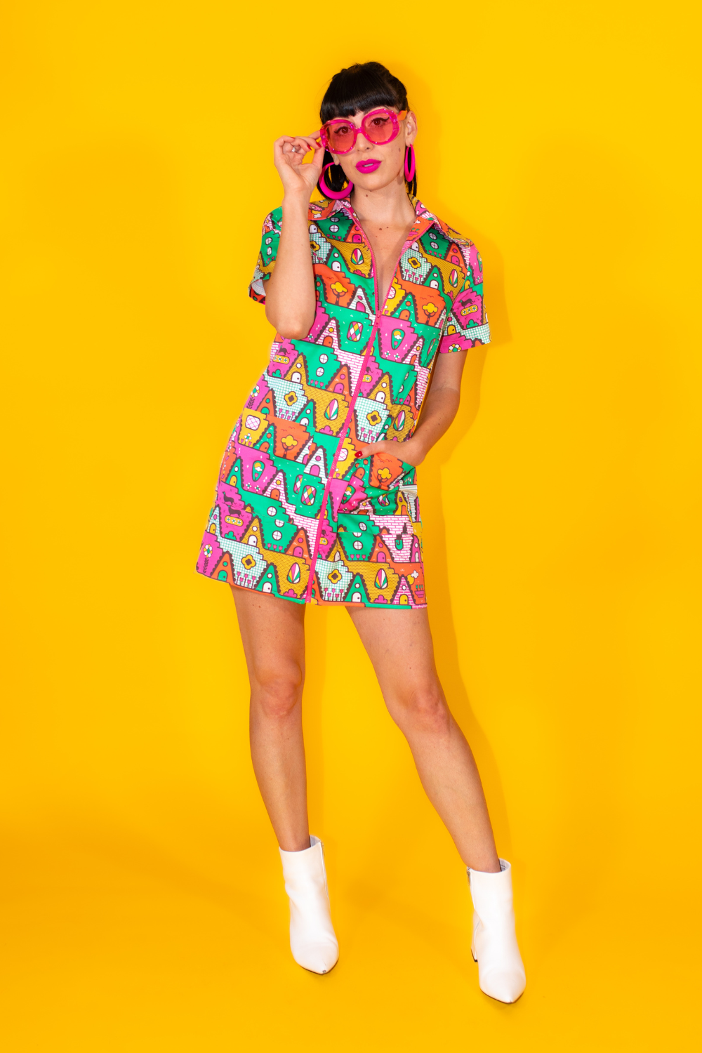 8-Bit A-Frames Minidress in Bright Day