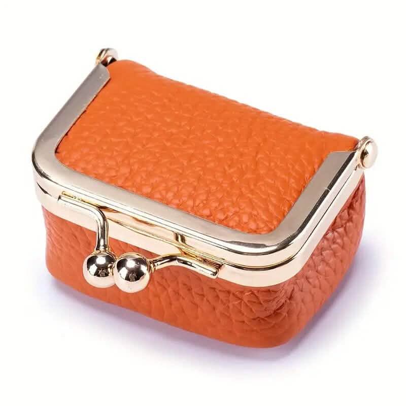 Genuine Leather Vintage-Inspired Coin Purse with Kiss Lock